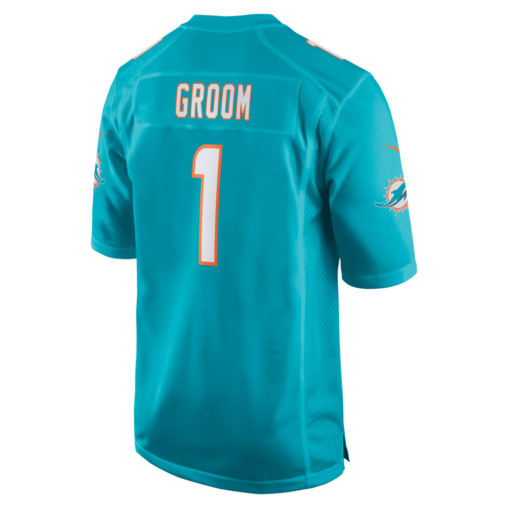 Number 1 Groom Miami Dolphins Nike Game Jersey - Aqua