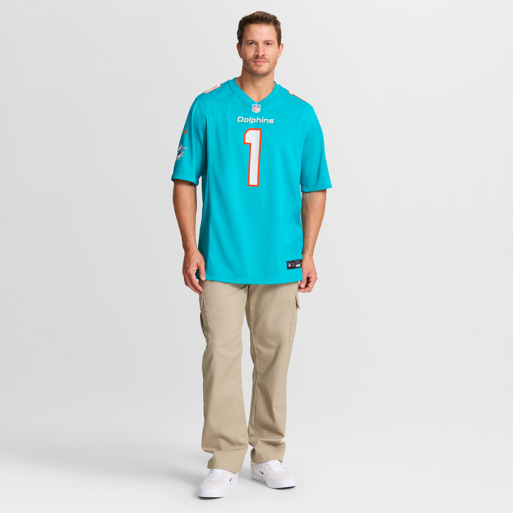 Number 1 Dad Miami Dolphins Nike Game Jersey - Aqua