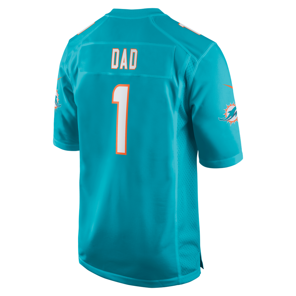 Number 1 Dad Miami Dolphins Nike Game Jersey - Aqua