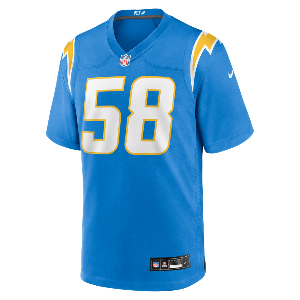 Marlowe Wax Los Angeles Chargers Nike Team Game Jersey -  Powder Blue