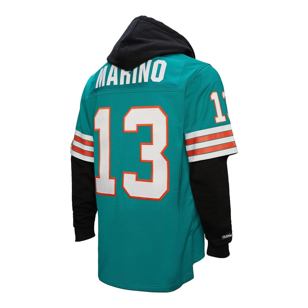 Dan Marino Miami Dolphins Mitchell & Ness Player Name & Number Hoodie Legacy Jersey - Aqua