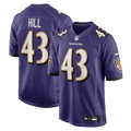 Justice Hill Baltimore Ravens Nike Game Jersey - Purple